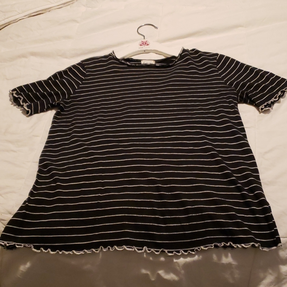 Black and white stripe blouse
